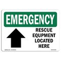 Signmission OSHA Emergency Sign, 18" H, Aluminum, Rescue Equipment Located Here, Landscape, EM-A-1824-L-10350 OS-EM-A-1824-L-10350